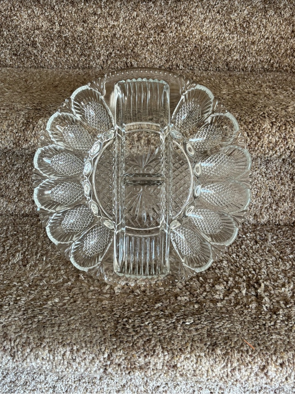 Clear Glass Divided Serving Dish - White/Clear